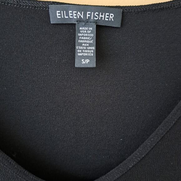 EILEEN FISHER Black System Stretch Crepe V-neck Sleeveless Dress Size Small - Picture 5 of 7